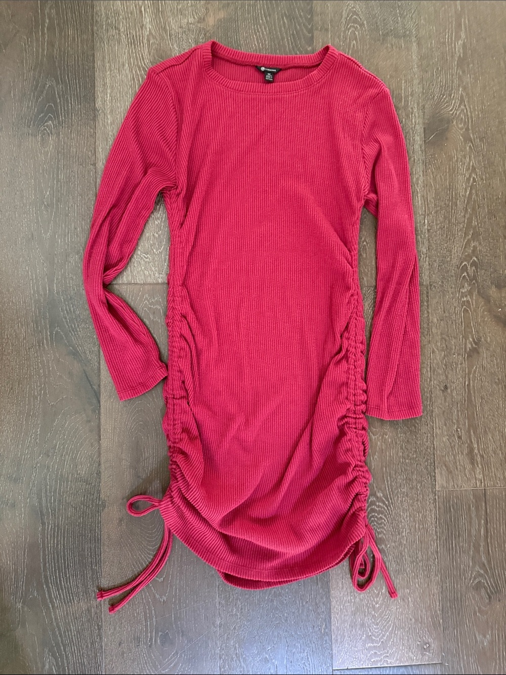 Versona Ribbed Long Sleeve Ruched Dress